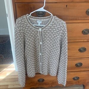 J Crew Factory Women's Cream and Brown Sweater